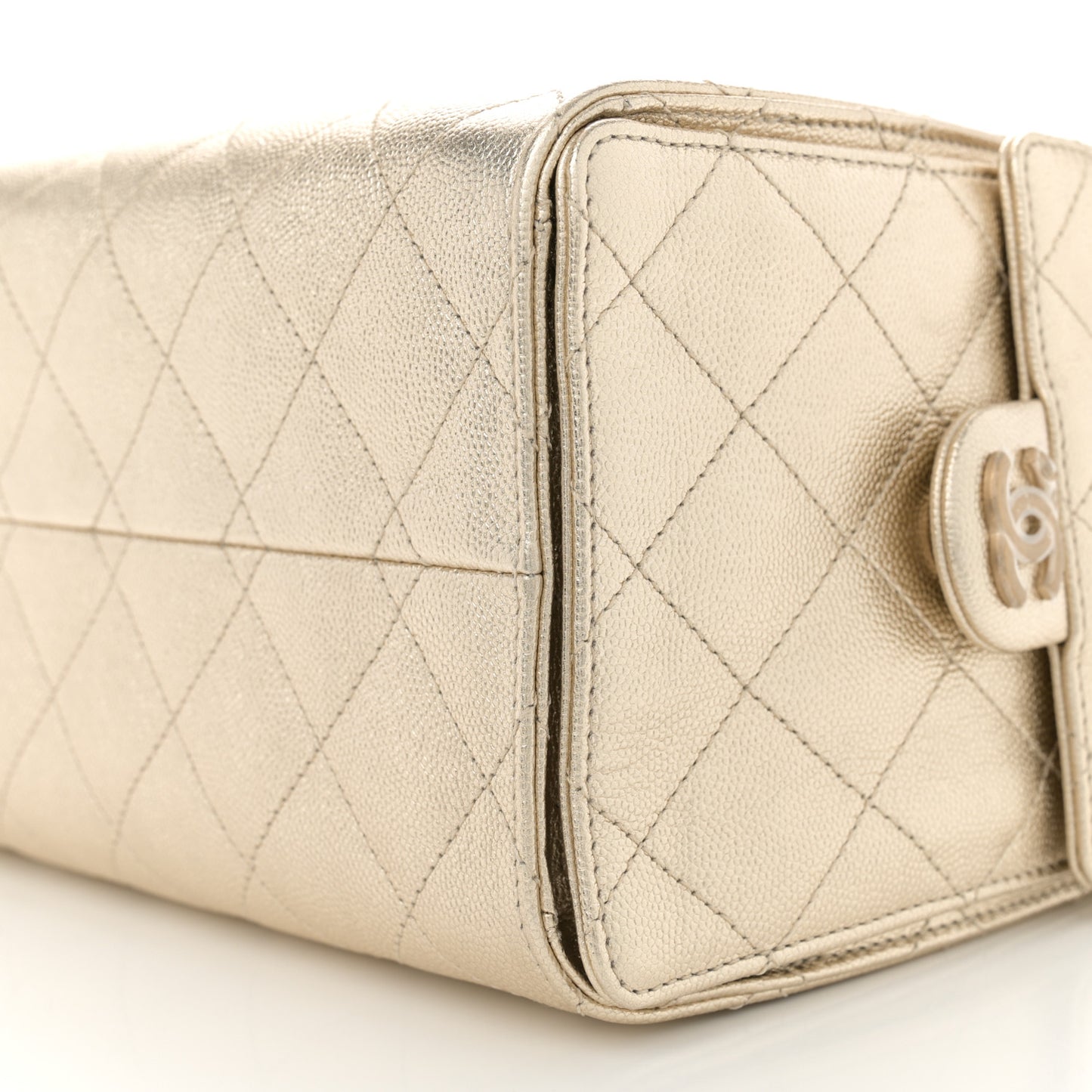 Metallic Caviar Quilted Small Chanel 25 Handbag Gold