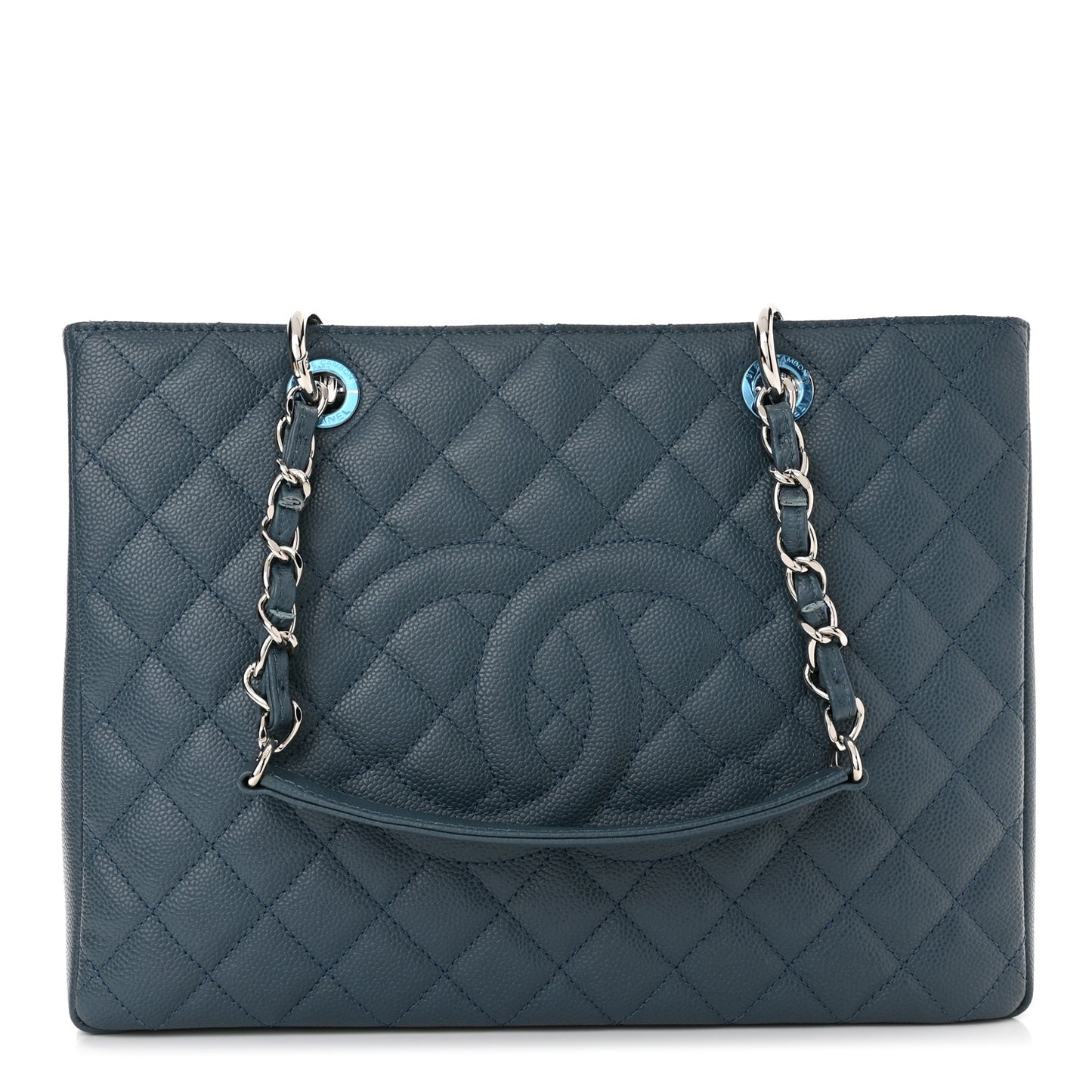 Caviar Quilted Grand Shopping Tote GST Blue