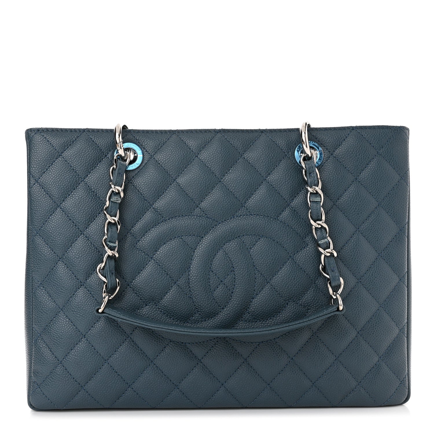 Chanel Caviar Quilted Grand Shopping Tote GST Blue 1 of 9