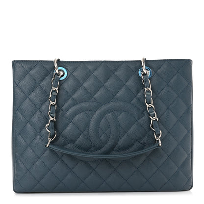 Chanel Caviar Quilted Grand Shopping Tote GST Blue 1 of 9
