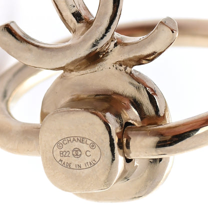 Chanel Metal Pearl CC Hoop Drop Earrings Gold 4 of 5