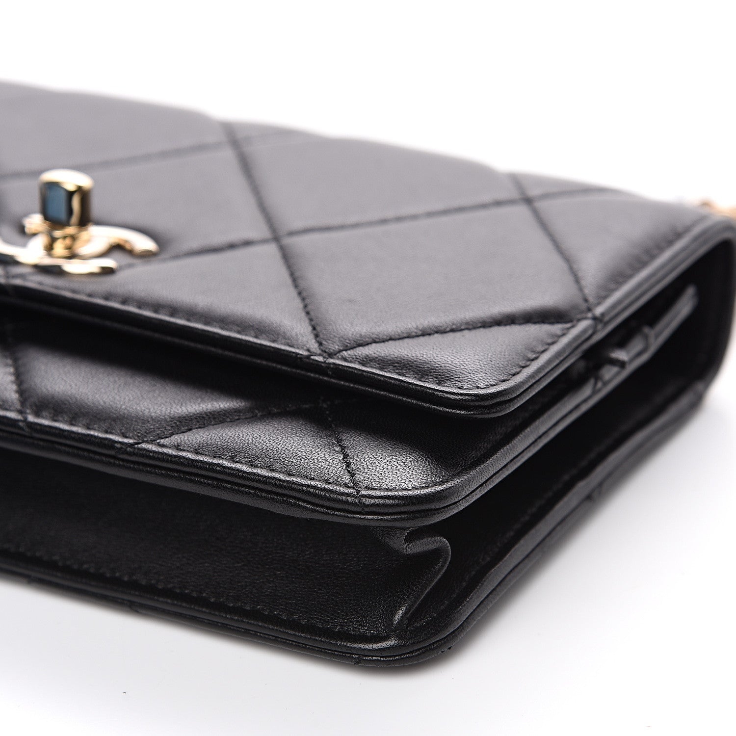 Chanel Lambskin Quilted Trendy CC Wallet On Chain WOC Black 10 of 12