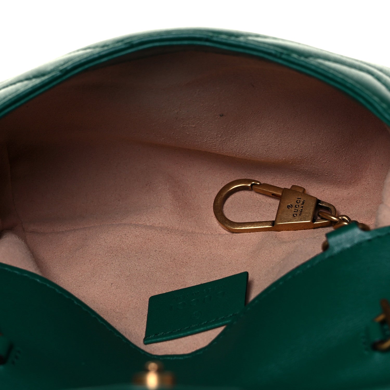 Gucci Calfskin Matelasse Super Mini GG Marmont Shoulder Bag Emerald Green 5 of 9