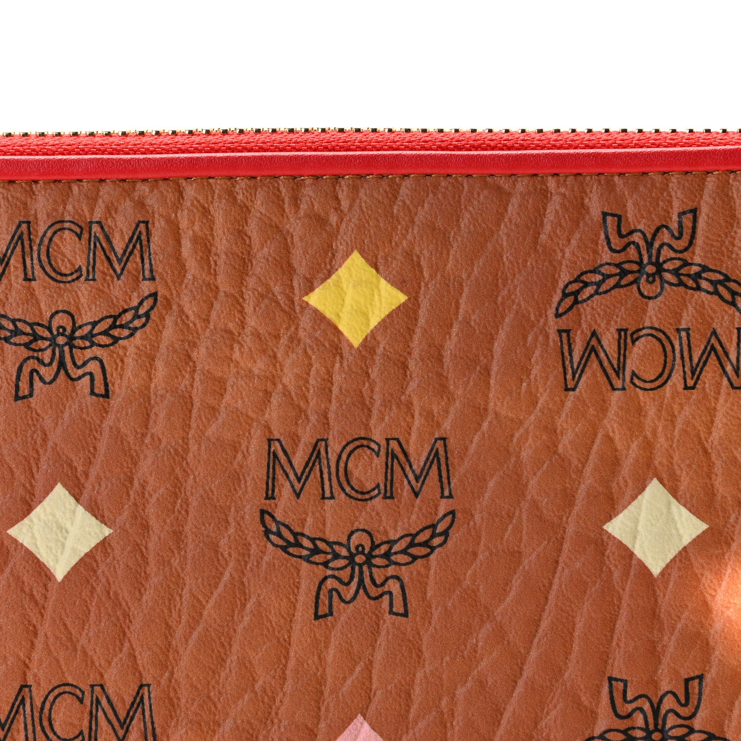 MCM Skyoptic Visetos Zip Around Wallet Cognac Red 8 of 9