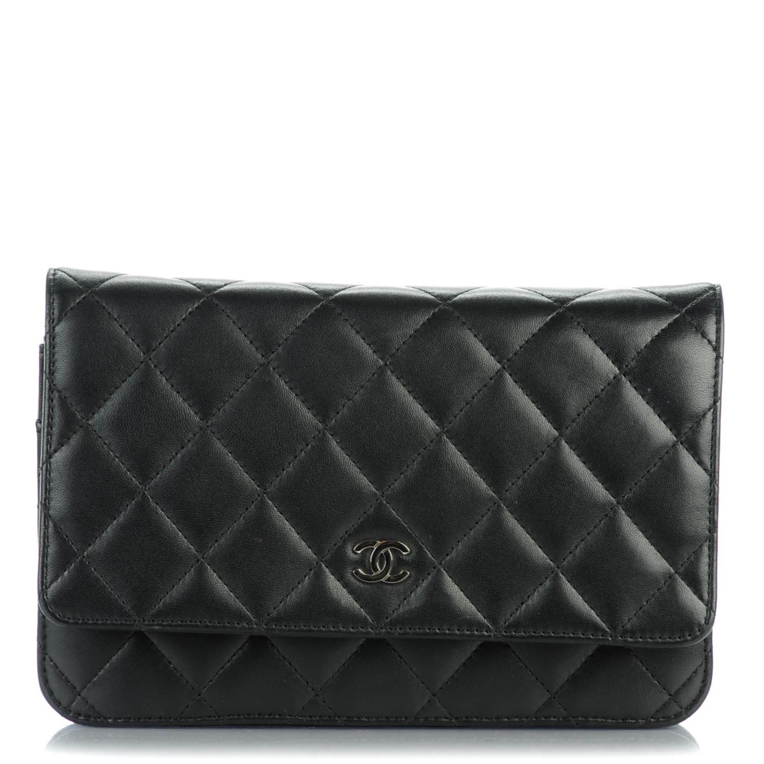 Chanel Lambskin Quilted Wallet On Chain WOC Black 1 of 7