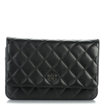 Chanel Lambskin Quilted Wallet On Chain WOC Black 1 of 7