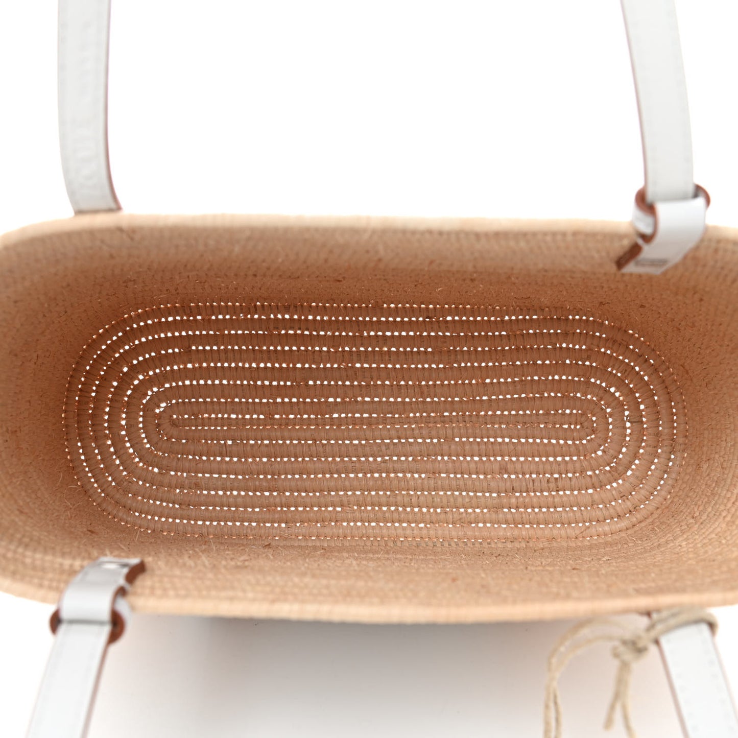 Raffia Square Basket Tote Bag Natural White