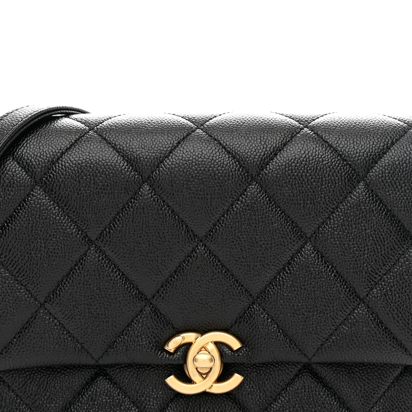 Shiny Caviar Quilted Small Chain Melody Flap Black