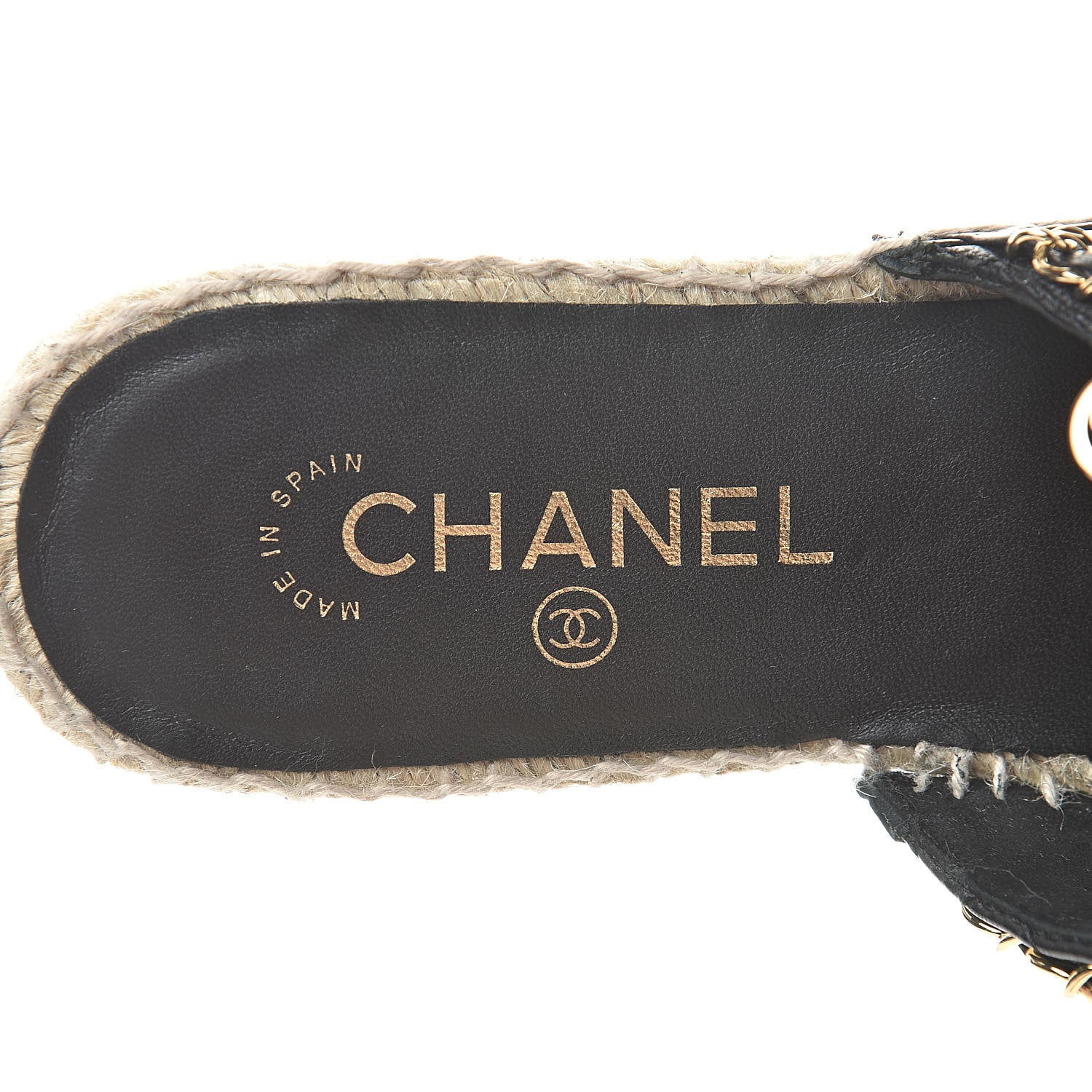 Chanel Lambskin Grosgrain Quilted CC Chain Espadrille Mules 40 Black 9 of 10