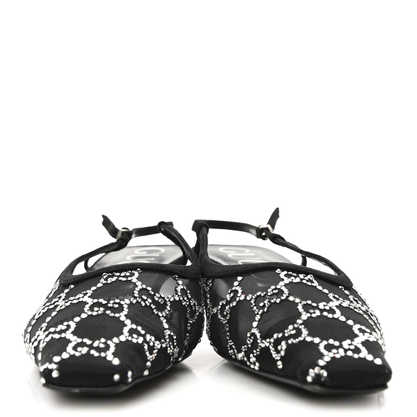 Tela Retino Kid Scamosciato Crystal GG Monogram Square G 35mm Slingback Pumps 40 Black