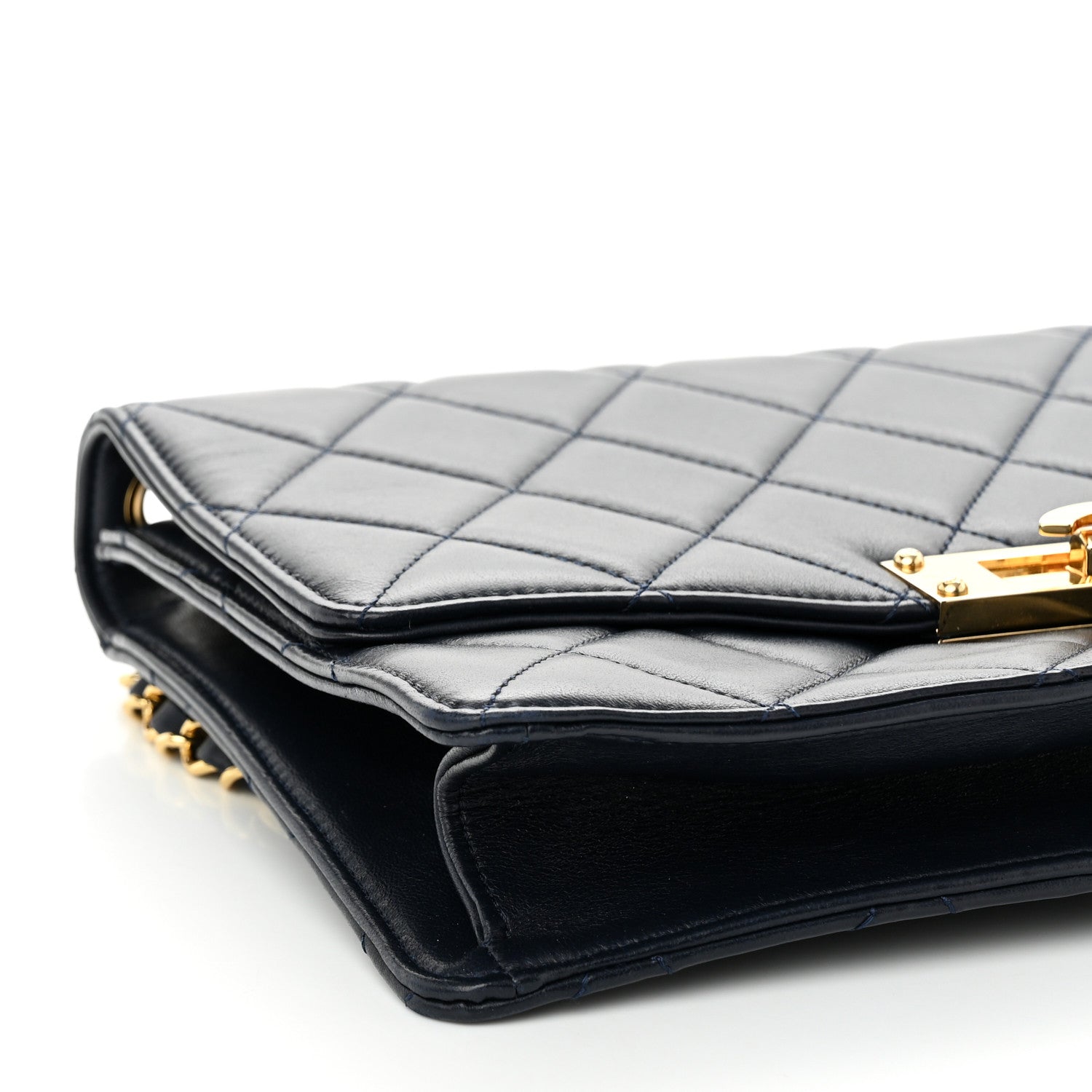 Chanel Lambskin Quilted Large Golden Class Flap Navy 9 of 12