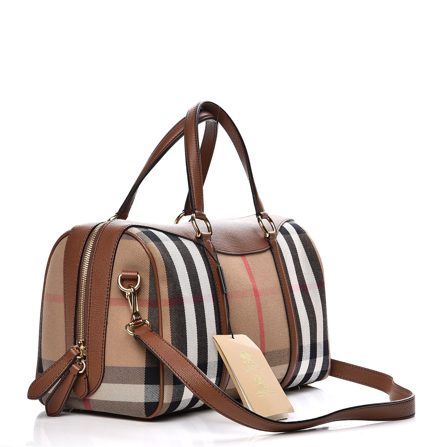 House Check Derby Calfskin Medium Alchester Bowling Bag Tan
