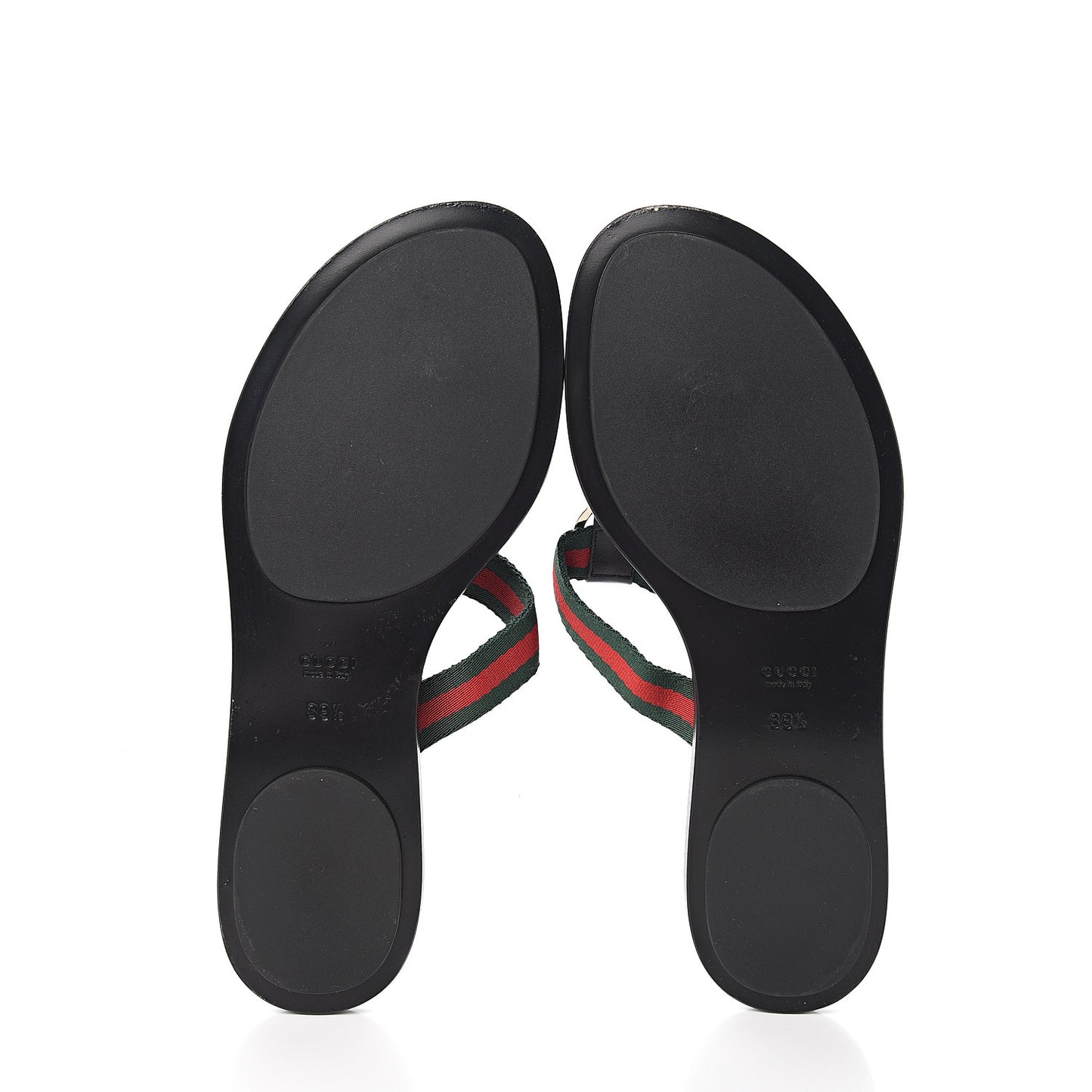 Nylon Guccissima Web Womens Thong Sandals 39.5 Green Red Black