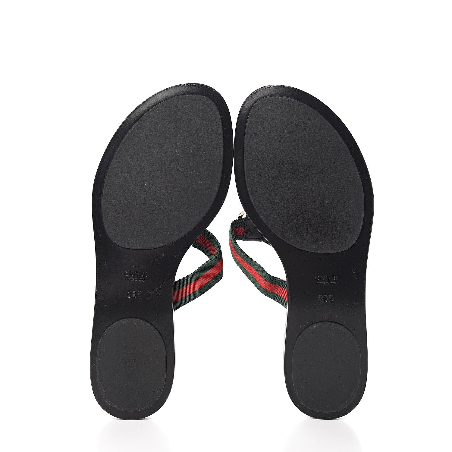 Gucci Nylon Guccissima Web Womens Thong Sandals 39.5 Green Red Black 5 of 8