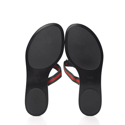 Gucci Nylon Guccissima Web Womens Thong Sandals 39.5 Green Red Black 5 of 8