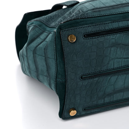 Saint Laurent Crocodile Embossed Nubuck Calfskin Large Muse Two Green 9 of 13