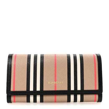 Burberry E-Canvas Icon Stripe Halton Continental Wallet Archive Beige 1 of 6