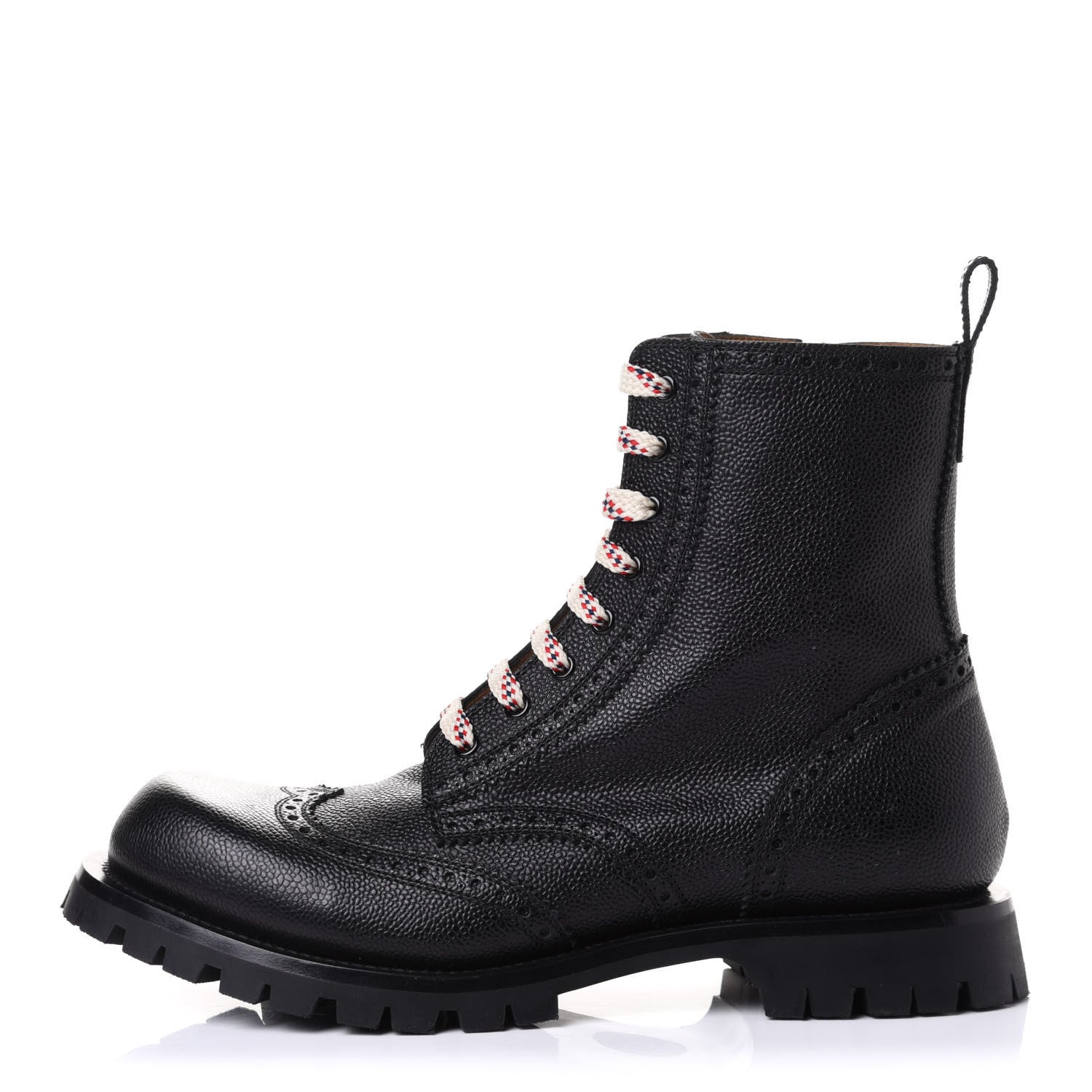 Gucci Grained Calfskin Mens Lace Up Combat Boots 11 Black 1 of 20