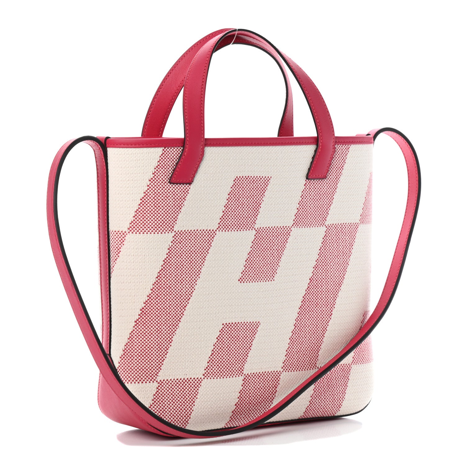 Hermes Swift Toile H Cabas H En Biais 27 Ecru Framboise 2 of 5