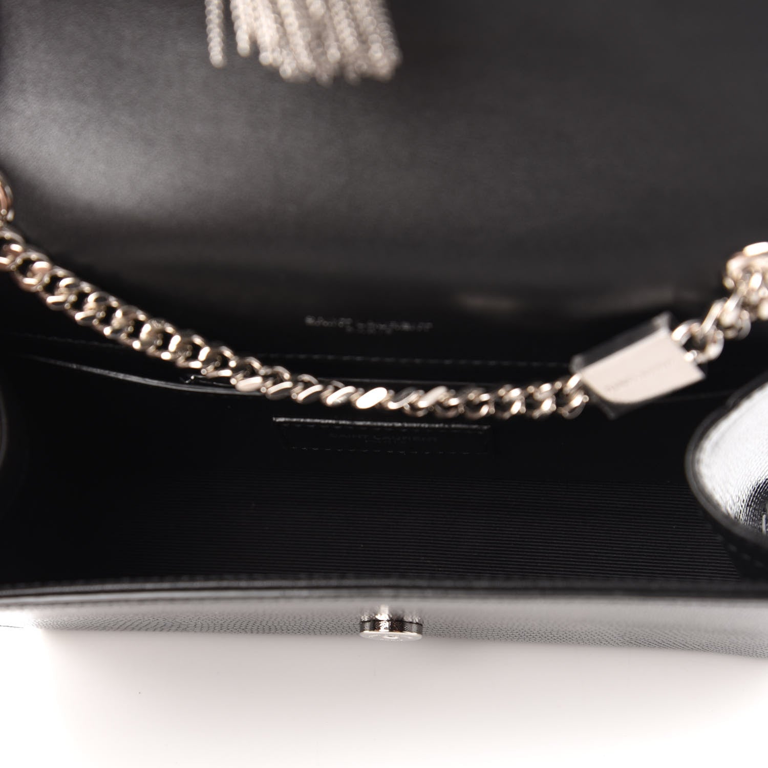 Saint Laurent Calfskin Lizard Embossed Small Classic Monogram Kate Tassel Satchel Black 5 of 10