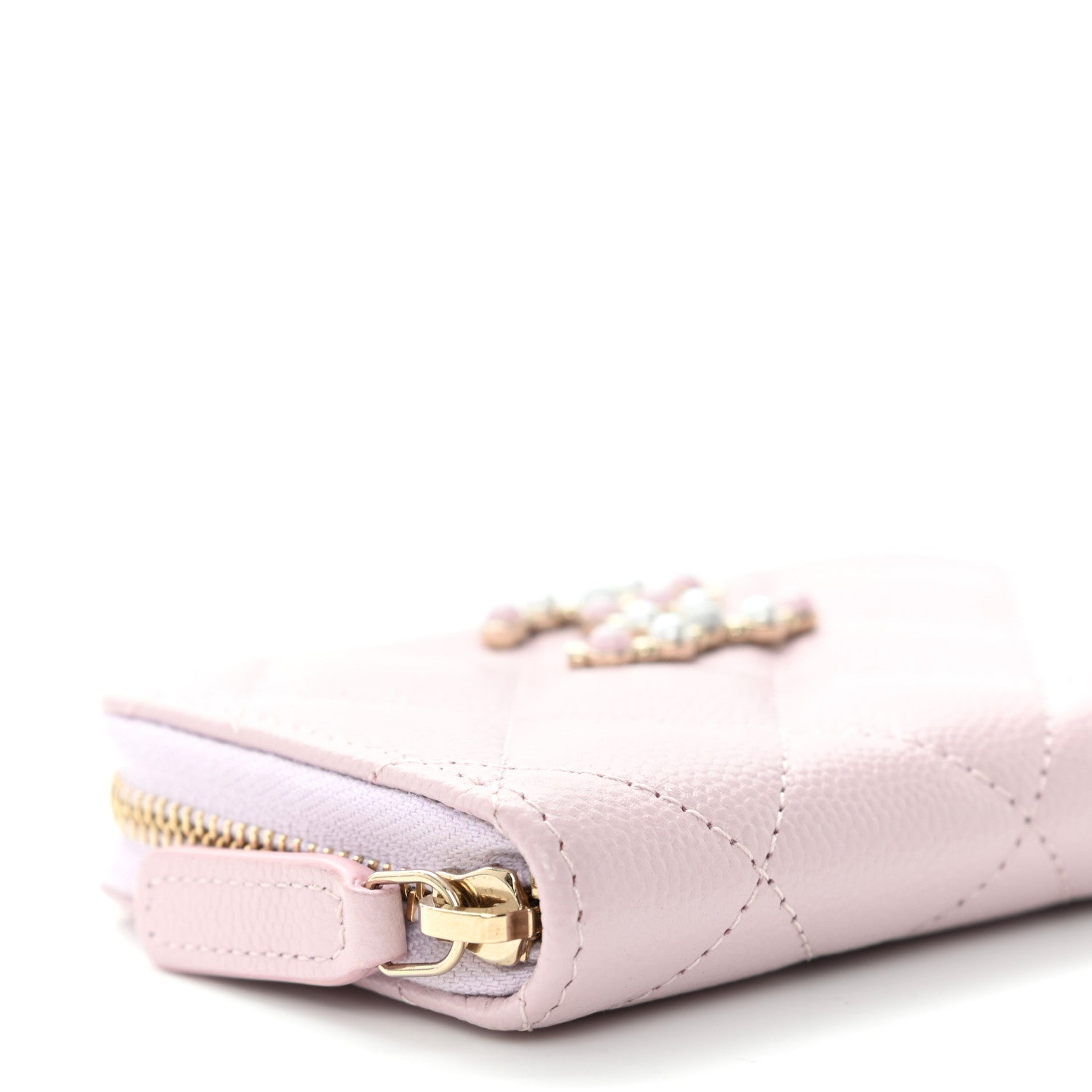 Chanel Caviar Quilted Pearl Coco Candy Zip Coin Purse Light Pink 8 of 9