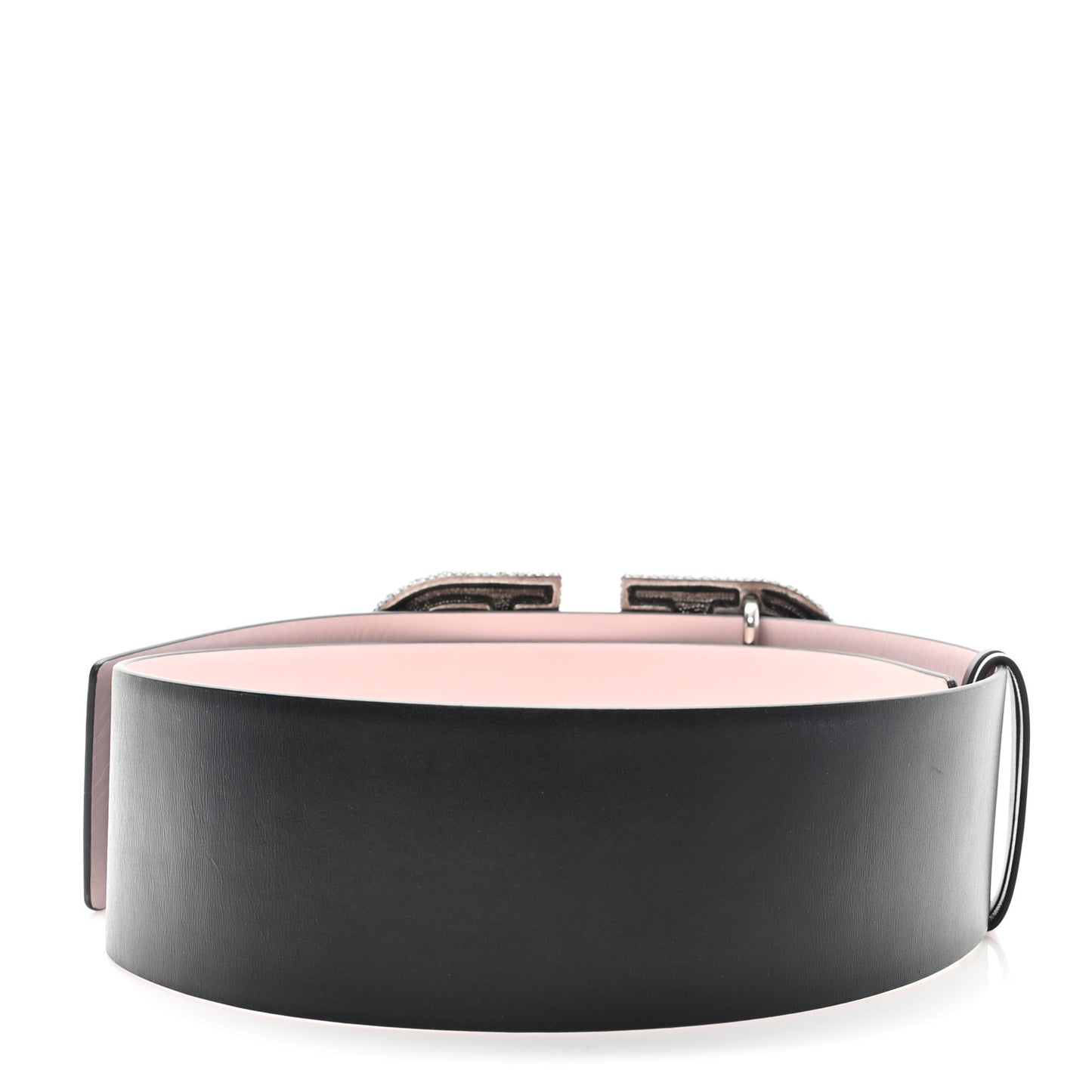 Calfskin Crystal VLogo 70mm Belt Black Water Rose