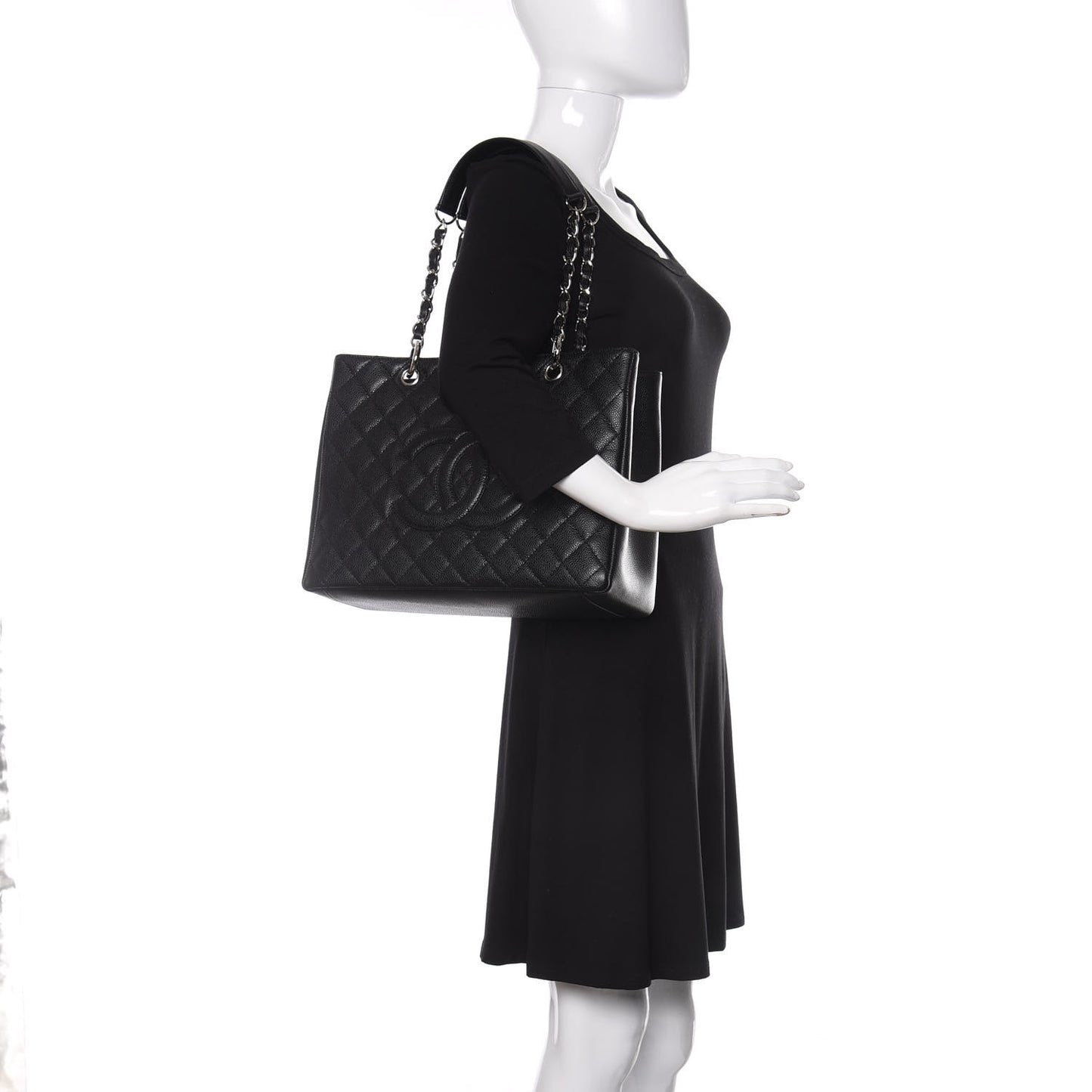 Caviar Quilted Grand Shopping Tote GST Black