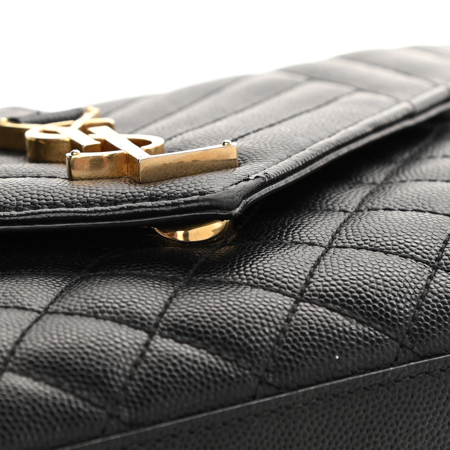 Saint Laurent Grain De Poudre Textured Mixed Matelasse Triquilt Medium Monogram Satchel Black 12 of 13