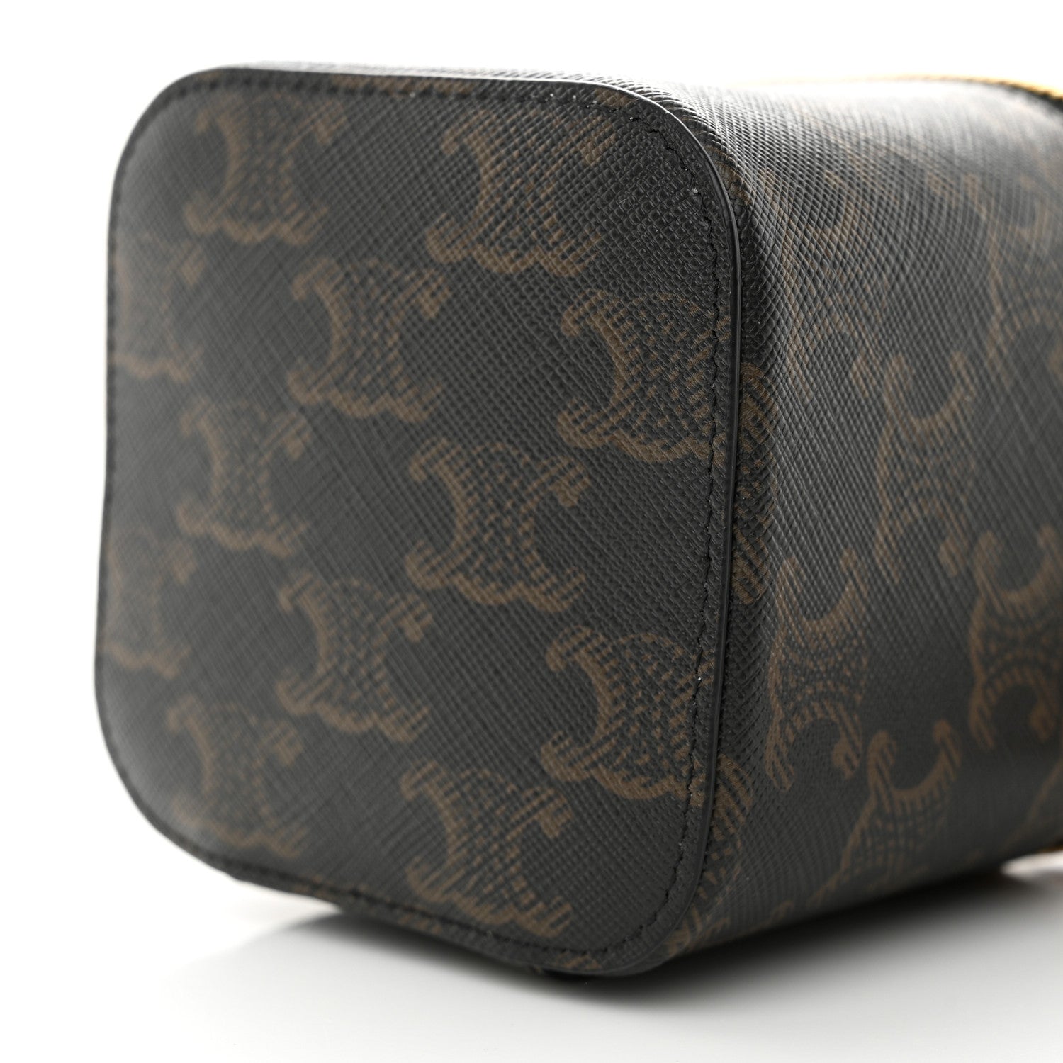 Celine Triomphe Canvas Calfskin Mini Vanity Case Tan 10 of 11