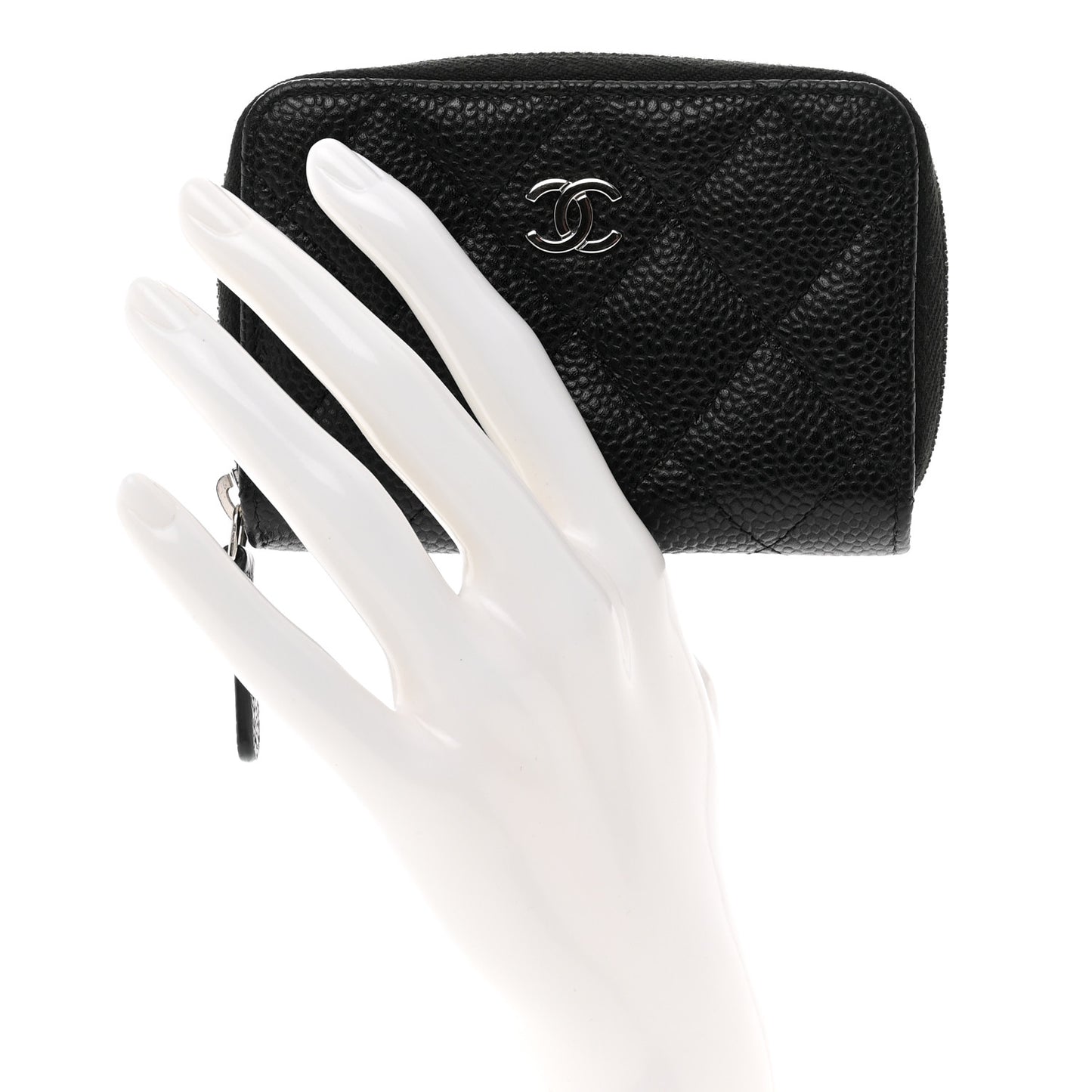 Caviar Quilted Classic Zipped Coin Purse Black