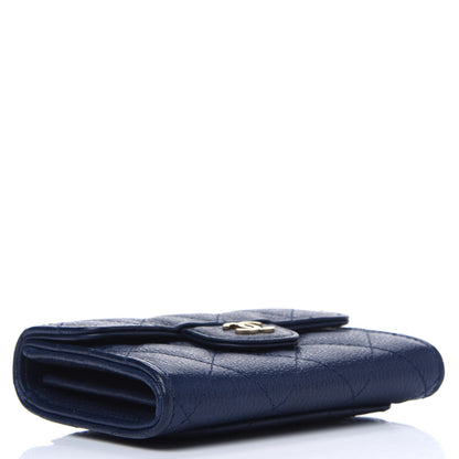 Chanel Letter Calfskin Embossed Quilted Card Holder Dark Blue 3 of 6