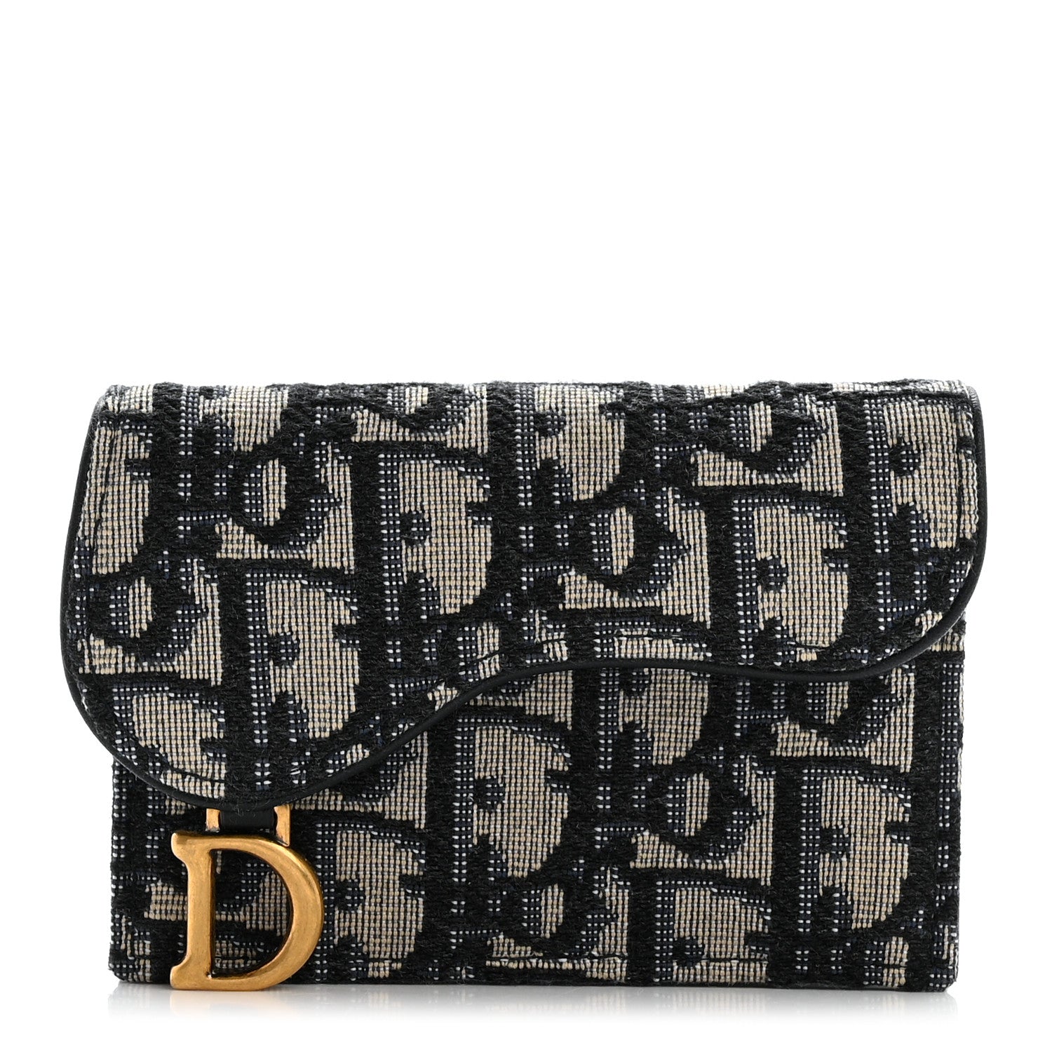 Christian Dior Oblique Saddle Card Holder Blue 1 of 9