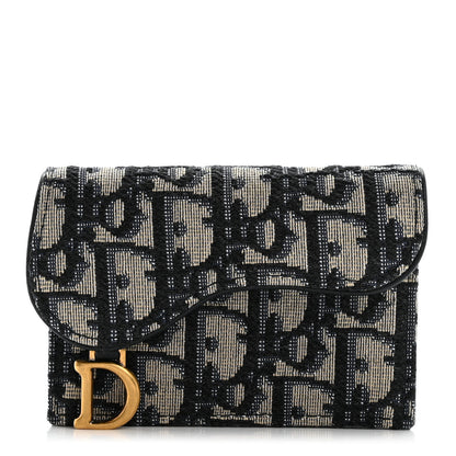 Christian Dior Oblique Saddle Card Holder Blue 1 of 9