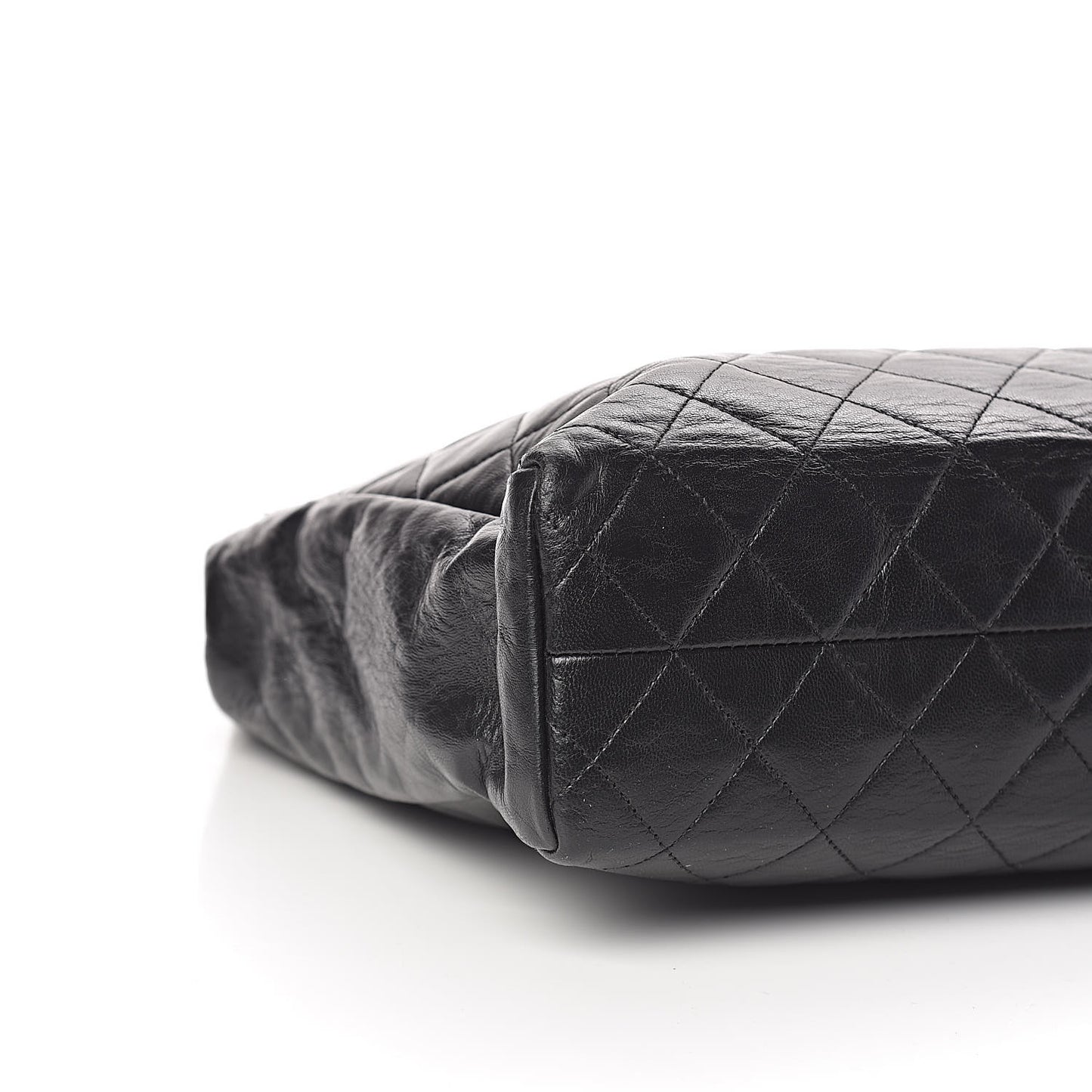 Lambskin Quilted Shopping Tote Black