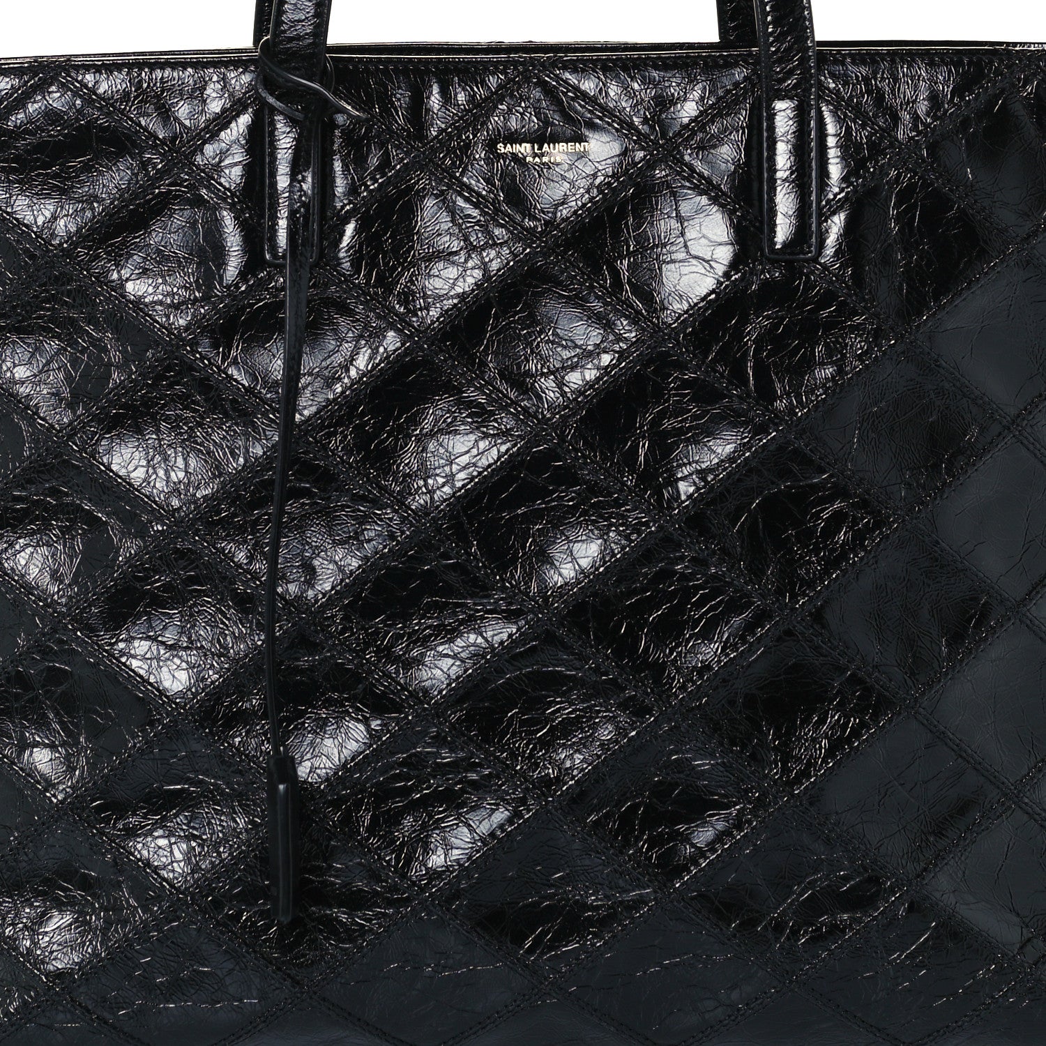 Saint Laurent Crinkled Calfskin Quilted East West Shopping Tote Black 11 of 11