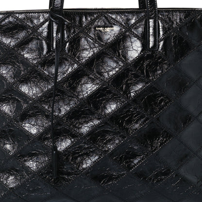Saint Laurent Crinkled Calfskin Quilted East West Shopping Tote Black 11 of 11