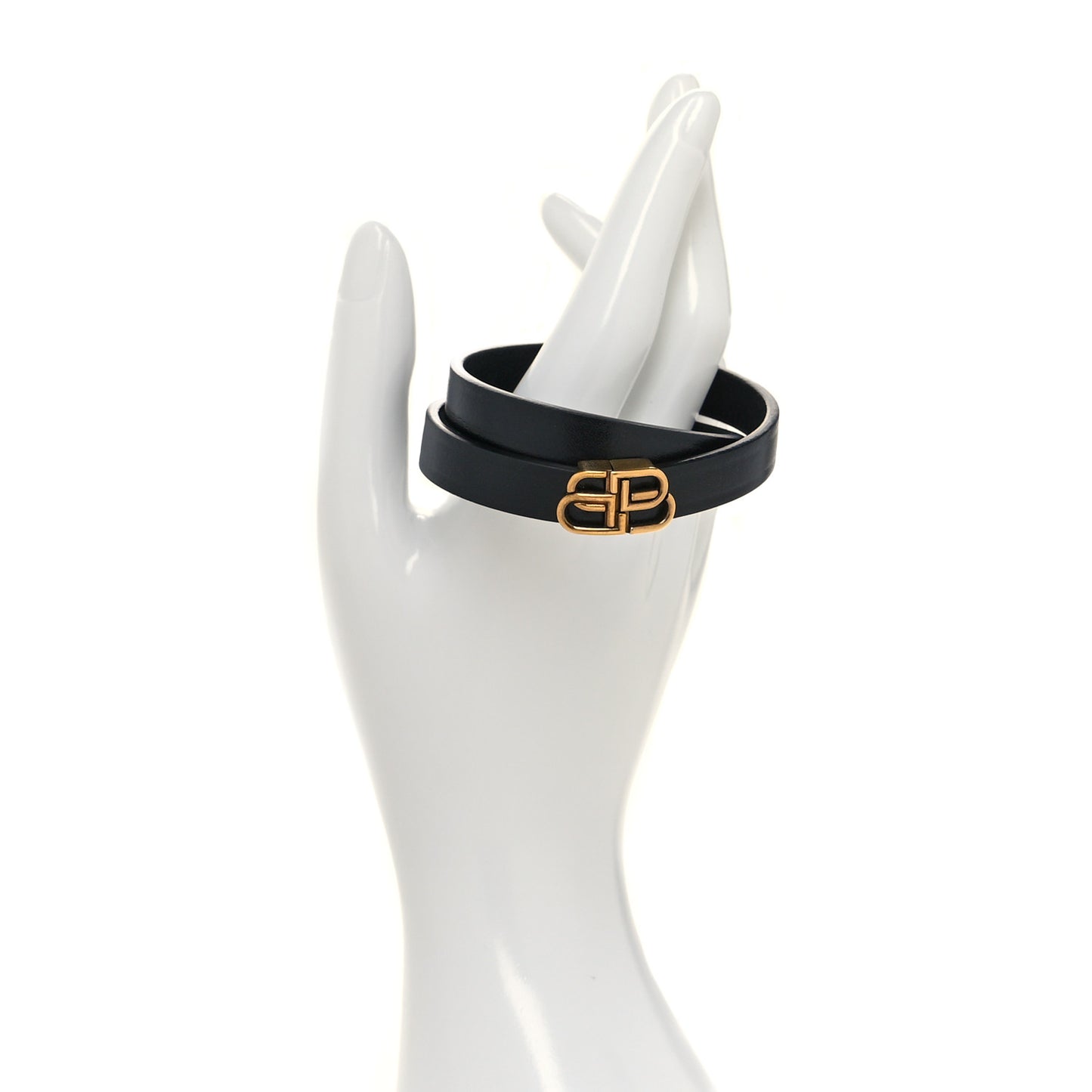 Calfskin BB Wrap Bracelet L Black