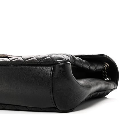 Saint Laurent Calfskin Mixed Matelasse Triquilt Large Monogram Satchel Black 10 of 11