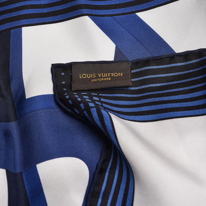 Louis Vuitton Silk Square Scarf White Blue 4 of 4