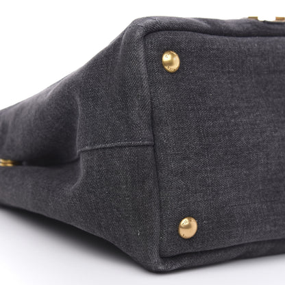 Prada Denim Robot Tote Bag Black 10 of 13