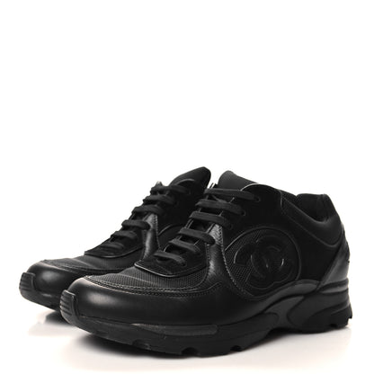Chanel Toile Suede Calfskin CC Sneakers 35 Black 3 of 7