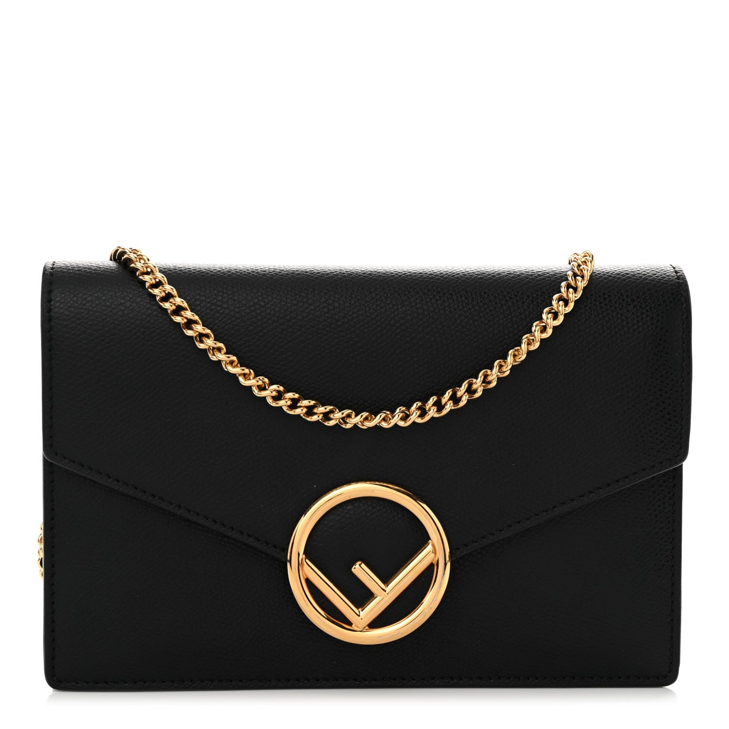 Fendi Vitello Cruise F is Fendi Medium Envelope Wallet on Chain Black 1 of 8