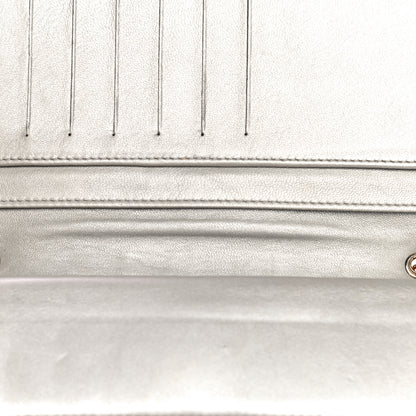 Fendi Metallic Nappa Logo Embossed Long Wallet On Chain Silver 20 of 26