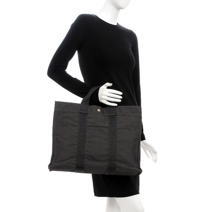 Hermes Toile Fourre Tout MM Grey Black 2 of 7