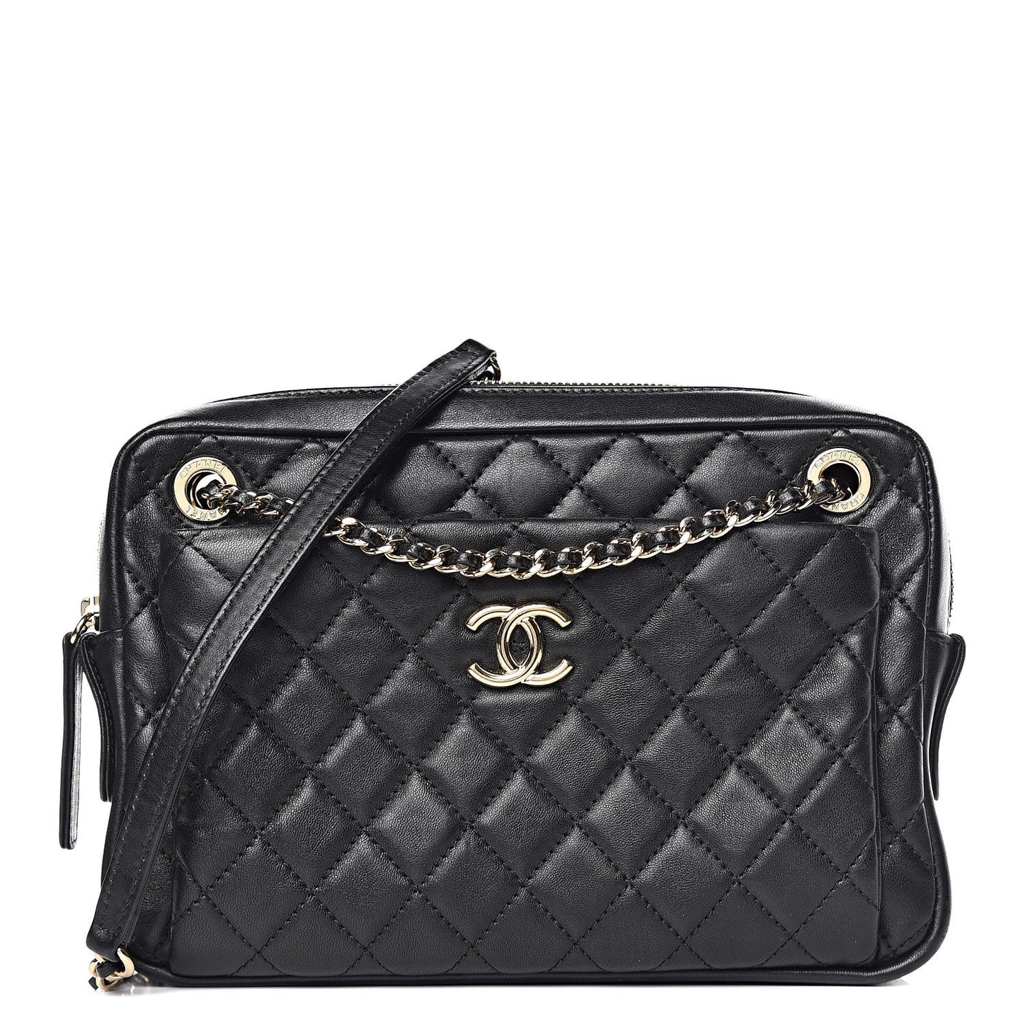 Lambskin Quilted Camera Case Black