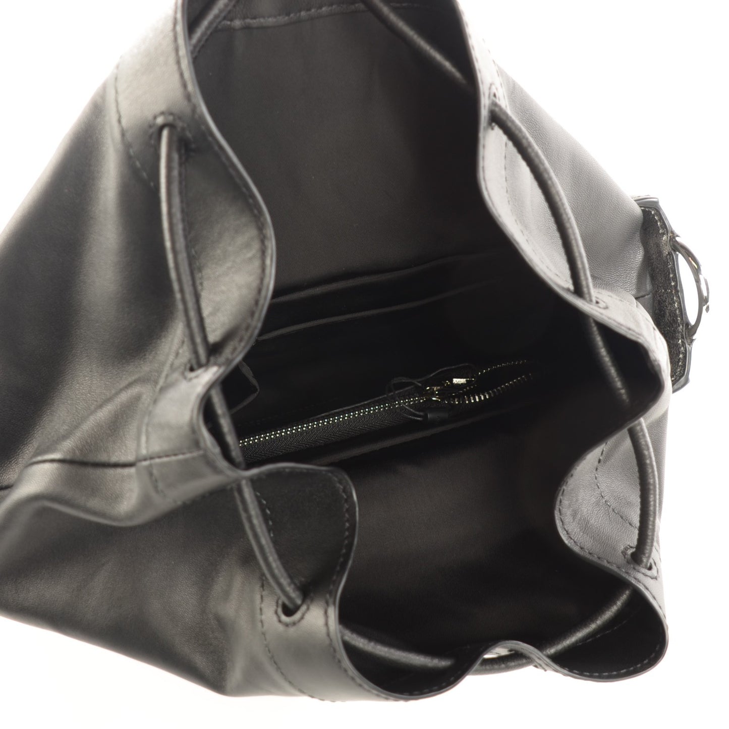 Distressed Lambskin Flat Bucket Bag Erosion Rhodium Hardware