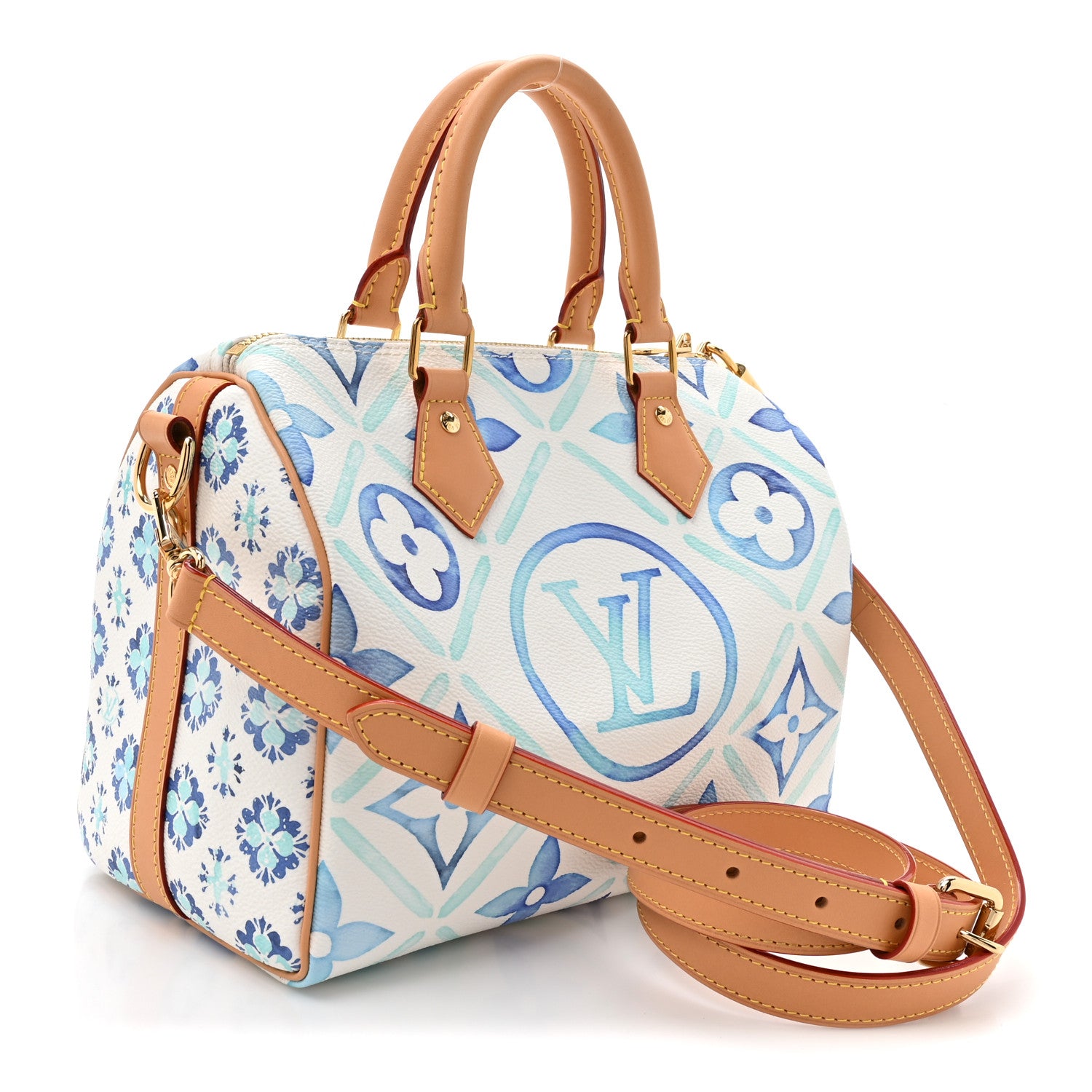 Louis Vuitton Monogram Tiles By The Pool Speedy Bandouliere 25 Lagoon Blue 3 of 9