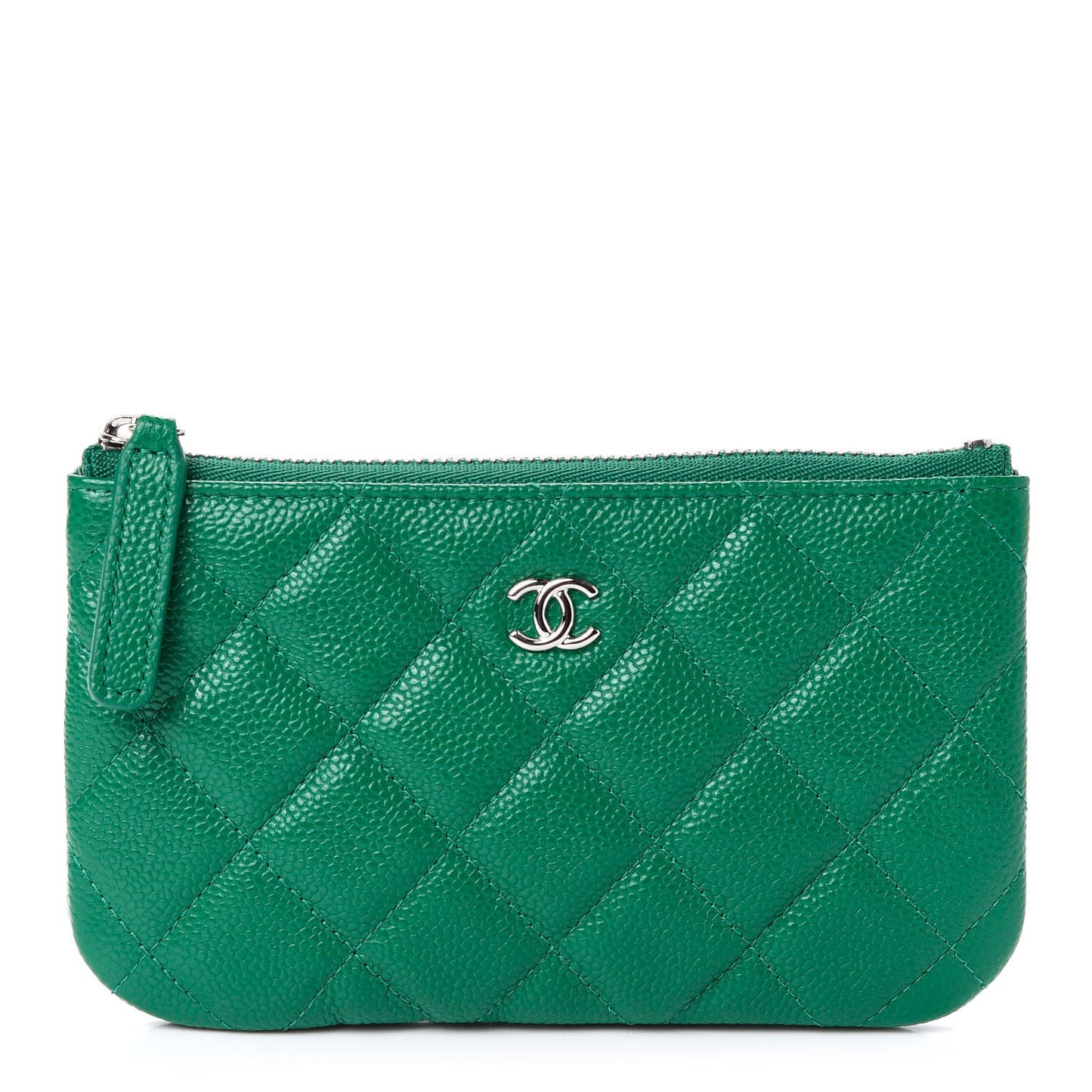 Caviar Quilted Small Cosmetic Case Green