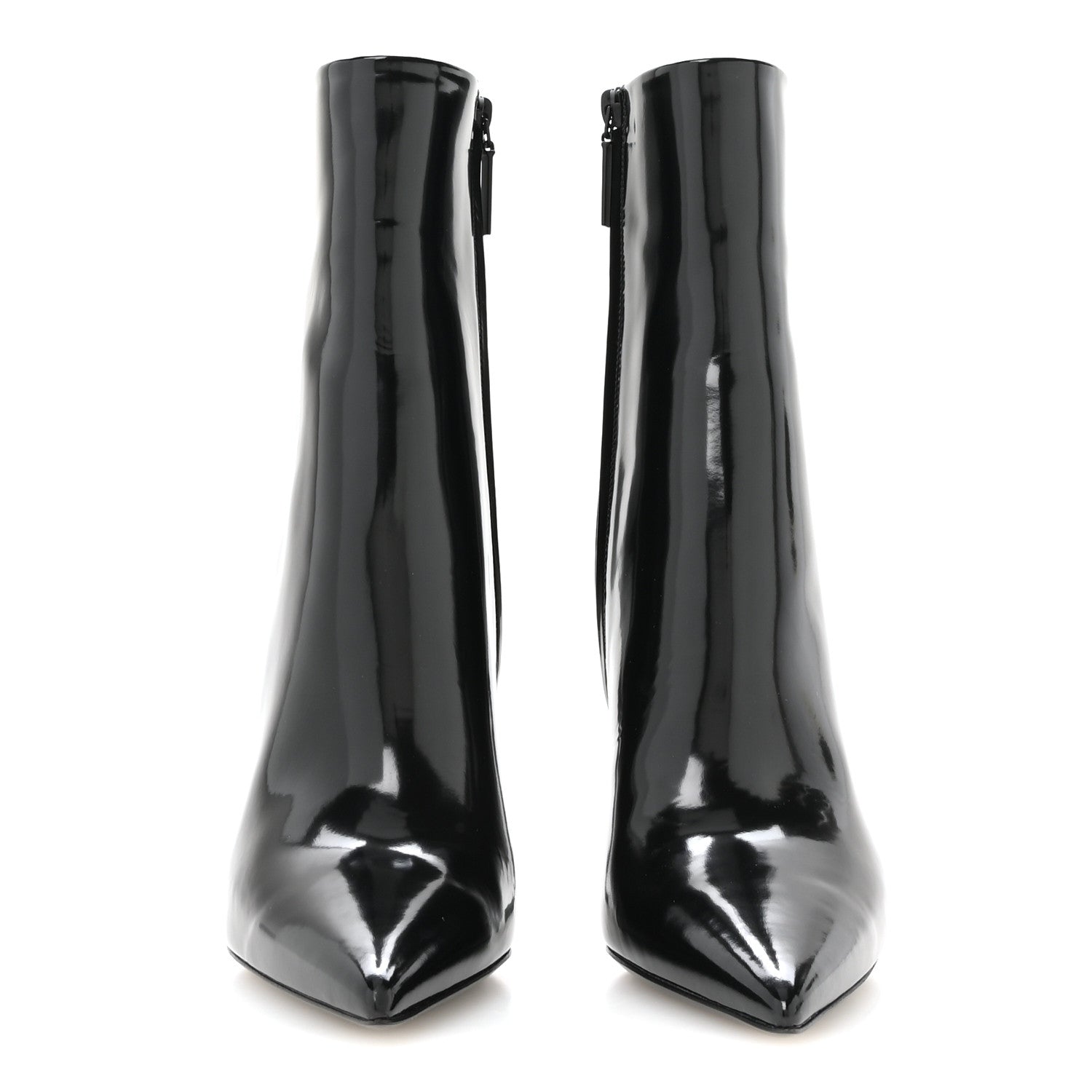 Saint Laurent Glazed Calfskin Opyum Ankle Boots 37 Black 3 of 9