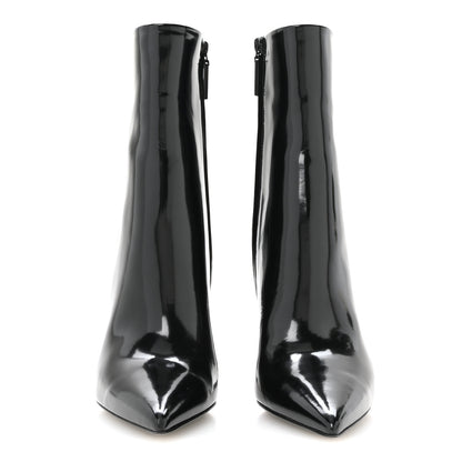 Saint Laurent Glazed Calfskin Opyum Ankle Boots 37 Black 3 of 9